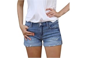 Alueeu Pantalones Cortos Mujer Verano Vaquero Moda Casual Shorts Mezclilla Moda Roto Cordón Cintura Alta Slim Fit Jeans Chica Adolescente Suave y Cómodo Retro Pants con Bolsillos S-XXL