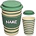 Produktbild Unbekannt Coffee to Go Becher - Bambus - inkl. Name - Streifen - grün - BPA frei - mit Deckel - 400 ml - auslaufsicher - Silikon Griffring - verschließbar - Mehrweg Kaf..