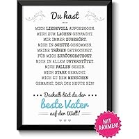 Bester Vater - Geschenkideen Vatertag Geburtstag, Vatertagsgeschenk Geburtstagsgeschenk Männer mit Rahmen in A4