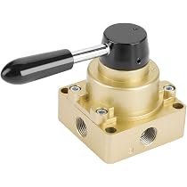Valve Pneumatique Manuelle Artillery 1/4 PT - 3 Positions 4 Voies - Levier Rotatif Aluminium