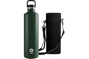 Healter Gourde 2l acier Inoxydable Bouteille d'eau à Paroi Simple Non Isotherme Bouteille d'eau étanche Reutilisable Gourde Sport pour Fitness, Bureau, école, Activités de Plein Air(Vert)