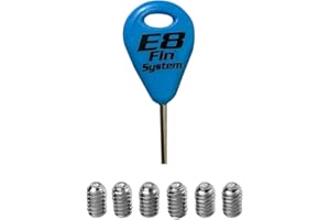 E8 FIN SYSTEM - Confezione da 1 Chiave per Pinna da Surf e 6 Viti per Pinna in Acciaio Inox - Accessori per tavola da Surf - Chiavi di Ricambio per Chiglia - Tasto per Pinna da Surf