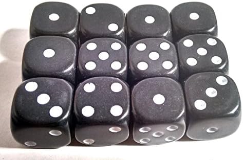 Black 16mm D6 Opaque x12 Dice