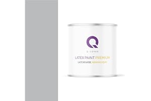 Q-COVER Latexfarbe Abwaschbar 2L (ca.14m2) Grau Farbton Innenfarbe Wandfarbe Deckenfarbe Klasse 2 Mattfarbe Für Allergiker Scheuerfest Geruchlos Frei Von Voc