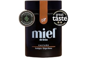 MIEL DE LEON Miel pura de Abeja. Miel de León | Mieles de Castaño - 450 gr - Mieles de Abeja 100% Natural y Ecológica. Producto Artesano de Cosecha Propia. Sabor Amaderado - Aroma Intenso. Origen: El Bierzo.