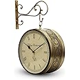 Kamdhenu art and craft Synthetic Abstract Wood Station Metal Analog Clock - 12 Inch (Gold)