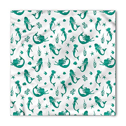 Hshbgiu Mermaid Bandana, Watercolor Figures in Sea, Unisex Head and Neck Tie