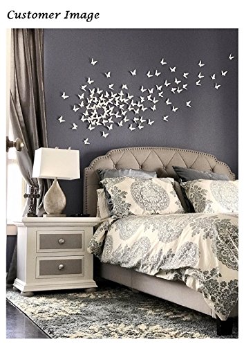 Luxbon 100er Set 3D Schmetterlinge Kinderzimmer Wandtattoo Wanddekoration Wandaufkleber Sticker zum Kleben Weiß - 4