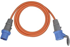 Brennenstuhl Cable alargador CEE de 5m para Camping y Caravana (alargador CEE, Cable de 5m en Naranja, Enchufe y Acoplamiento CEE con Tapa de Cierre, IP44, Uso en Exteriores, Fabricado en Alemania)
