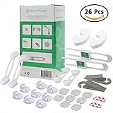 Buena relación calidad-precio. Los kits vienen con 8 tapas para enchufes, 2 protectores antipellizco para puertas (topes de puerta de espuma), 2 cierres de seguridad cortos para cajones, 2 cierres de seguridad largos para inodoros y armarios, 2 pestillos para armarios, 2 cuñas de goma para puertas y 8 protectores de esquinas de seguridad romos y transparentes para proteger la seguridad infantil por toda la casa.