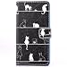 Produktbild Nancen Huawei P9 (5,2 Zoll) Flip Leder Case / Handyhülle, Katzen Serie Nette Karikatur Katzen Klettern Treppe Muster Folding PU Lederhülle Bookstyle Cover - mit Stand Funktion, Brieftasche und Karte Slot