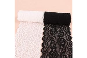 Yulakes - 4 metri di bordatura in pizzo floreale elastica nera per artigianato o fai-da-te, 10 cm di larghezza Nero