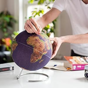 SUCK UK-Large Coloured Desktop Cork Globe | Push PINS Included | Educational World MAP | Travel Accessories | Adventure & Memories Display, Multicolour