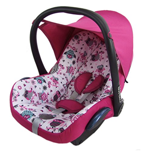 Babys-Dreams Ersatzbezug für Maxi-Cosi CabrioFix 6 tlg. PINK + EULEN §1 *NEU* Bezug für Babyschale Sommerbezug Cabrio Fix - 2