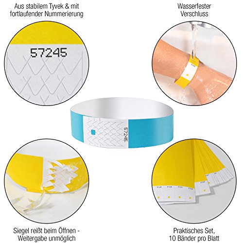 Amazy Pulseras de Identificacion 100 unids Pulseras de seguridad numeradas e imprimibles para el control de eventos y fiestas Azul Amazy Pulseras de Identificacion 100 unids Pulseras de seguridad numeradas e imprimibles para el control de eventos y fiestas Azul