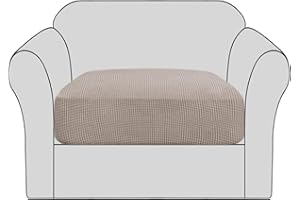 BellaHills Stretch Sofa Seat Cushion Cover Sofa Couch Cushion Furniture Protector Sofa Slipcover with Elastic Bottom Spandex Jacquard Fabric Small Checks(1 Piece, Sand)