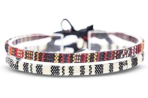 Made by Nami Surfer Fußband 2-er Set Damen & Herren - Dünnes Boho Hippie Ethno Fußkettchen - Handmade Strand Festival Accessoires - 100% Wasserfest & Verstellbar - 100% ökol. Baumwolle (Braun & Weiß)