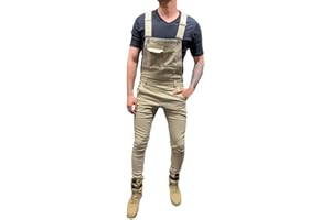 Gefomuofe Mono de hombre vaquero corto, pantalones de trabajo con material elástico elástico para hombre, peto vaquero, pantalones vaqueros, tirantes, varios bolsillos, monos