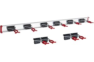 MEISSNER BÜRSTENTECHNIK Meissner 1x Gerätehalter Schiene 100 cm lang mit 10 Haltern für Garten Geräte Werkstatt Besen, Bruns