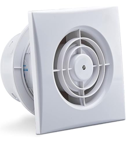 Airope Timer, 100 mm afvoerventilator met terugslagklep geïntegreerd muggennet, laag wattage, 7 W, weinig lawaai slechts 26 dBA, wandmontage, voor