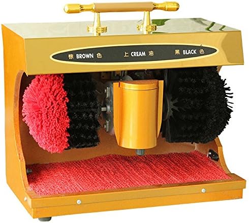 QFFL Shoe polisher Automatic sensor Vertical shoeshine Household dual motor electric shoe brush machine Gold silver 370 * 210 * 290mm Cleaning brush ( Color : Gold )