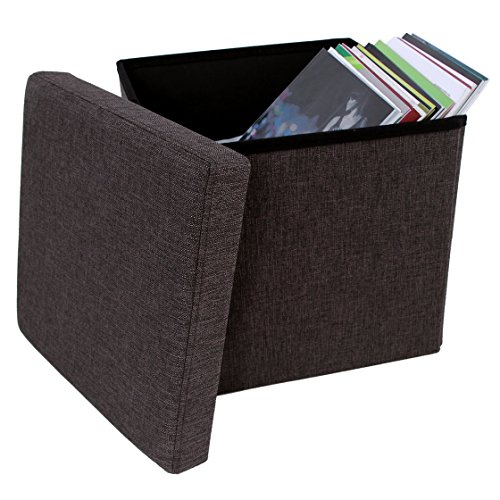 Songmics LSF27K Faltbarer Fußbank Aufbewahrungsbox belastbar bis 300 kg, Stoff, kaffeefarbe, 38 x 38 x 38 cm - 2