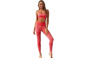C K CrisKat Conjunto Deportivo 2 Piezas Yoga Traje Deportivo Conjunto de Leggings y Top Deportivo Conjunto de yoga Verano sin Costuras para Fitness