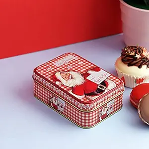 A VINTAGE AFFAIR- HOME DECOR Metal Storage Container Box Canisters Santa Claus Small Trinket Christmas Collection For Home Kitchen Office Casual Gift - Set of 1