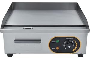 MOOTACO Plancha Électrique Commerciale En Acier Inoxydable, 45 Cm, Avec Contrôle De Température Réglable 50~300 ℃ Pour Restaurant, Lieux Publics, Barbecue 2500 W