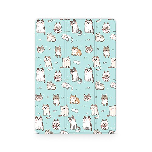 naisidier iPad Dibujos Animados Carcasa Case Cover Gato Piel Ultra Slim - Funda con imán para función/para Despertar Smart Case Cover (CC Teléfono Móvil como Regalo) Verde Verde iPad Air2