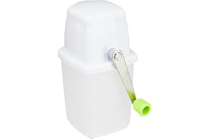 Relaxdays Eiscrusher manuell, Eiszerkleinerer, mit Handkurbel, Barzubehör, ohne Strom, rostfrei, Ice Crusher, weiß-grün