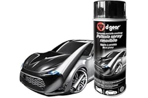 LANCER Vernice Pellicola Spray RIMUOVIBILE Removibile Wrapping D Gear 400ml + 1 Adesivo da pc Ricambi Auto Europa Gratis (Nero Lucido)