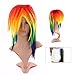 Discoball Womens Ladies Sexy Long Straight Full Wig Tail Set for Rainbow Dash Multi color Cosplay Halloween Costume Party Fancy Hair