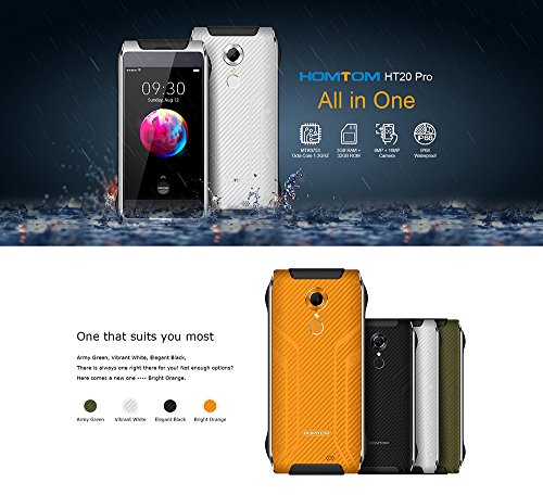 HOMTOM HT20 Pro - aggiornato IP68 impermeabile a prova di polvere smartphone 4.7 pollici Android 6.0 4G octa core 3GB di RAM 32GB ROM impronta digitale Camera 16MP - verde
