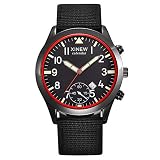 IG-Invictus Mens Military Quartz Army Watch Schwarz Datum Luxus Sport Leuchtende Armbanduhr XINEW Leinwand Kalender Uhr 2326 Schwarz