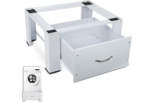 XERSEK 63cm Waschmaschinen Untergestell aus Hochwertigem Stahl Höhe 32cm mit Schubladen Stabiler Waschmaschine Sockel Rutschfesten Podest Erhöhung Unterbau für Kühlschrank Trockner Gefrierschrank Bis 150kg