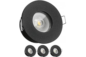 LEDANDO 3er IP65 LED Einbaustrahler Set Schwarz mit LED GU10 Markenstrahler 7W - warmweiss - 30° Abstrahlwinkel - Feuchtraum/Bad - 50W Ersatz - A+ - LED Spot 7 Watt - Einbauleuchte rund