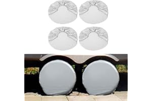 KUULEYN 4 pezzi Copertura di protezione in argento per pneumatici Copriruota impermeabile per camper Copriruota in fibra di poliestere per 27-29 pollici Diametro pneumatico Auto Jeep Rv Suv Rimorchio per cami