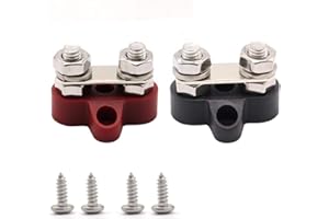 Gloaso Dual M8 Pfosten Stromverteilungsblock Positiv Negativ M8 Bolzen 12V - 48V DC Isolierter Stromverteilerblock Hochleistungs für Boot Wohnmobil LKW Solar 2er-Pack