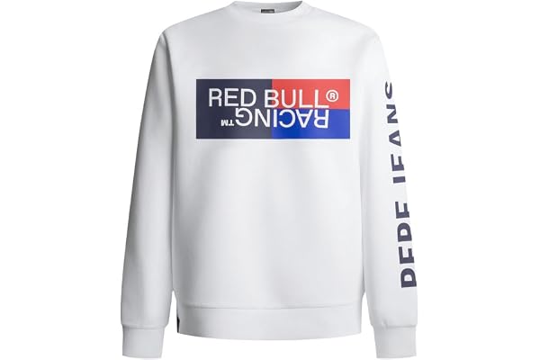 Red Bull Racing X Pepe jeans herr RBR färg block grafisk crew sweatshirt, vit (vit), XL, Vit (vit), XL
