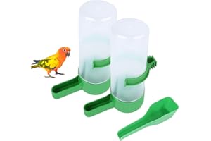 QX-Pet Supplies 2Pcs Automatic Bird Feeder Bird Waterer & Feeder Parakeet Hanging Food Dispenser Bird Cage Accessories for Parrots Budgie, Cockatiel, Lovebirds (60 ml / 2.03 oz)
