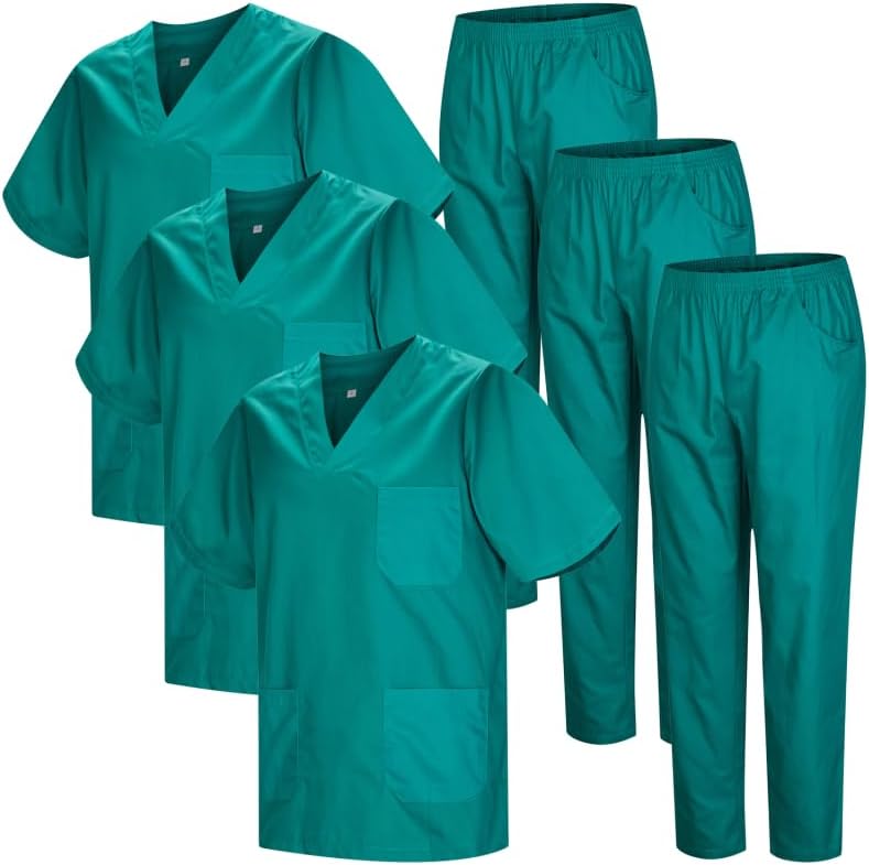 MISEMIYA - Confezione * 3 Set - Uniforme Medica con Maglia e Pantaloni Uniformi Mediche Camice Uniformi sanitarie - Ref.3-8178 - Small, Verde 22