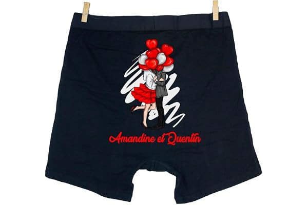 Boxer homme personnalisé duo/Boxer Calçons saint valentin personnalisé/Cadeau personnalisé saint valentin intime/Cadeau intimes couple/