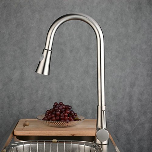 Preisvergleich Produktbild PLYY Edelstahl Küchenarmatur - Einhebel / Griff Ein Loch gebürstet Nickel Wasserhahn - Moderne Küchenspüle Mischbatterie Mizzo Design