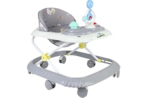 SUPFINE 4-in-1 Lauflernhilfe für Babys mit Musik, 4 verstellbare Höhen, Lauflernhilfe für Babys, faltbar, von 6 bis 18 Monaten, bis zu 9 kg (Grau, 58 x 55 x 65 cm)
