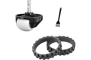 MIRTUX Zestaw 2 opon i 1 przednie koło kompatybilne z Roomba Series 500, 600, 700, 800, 900, E, i, S - Części zamienne do opon i koła przedniego do Roomba - Wysokiej jakości części zamienne do Roomba