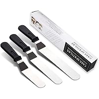 Cake Icing Palette Spatula Set,3PCS Stainless Steel Angled Cake Decorating Offset Spatula Professional Baking Palette Knife w