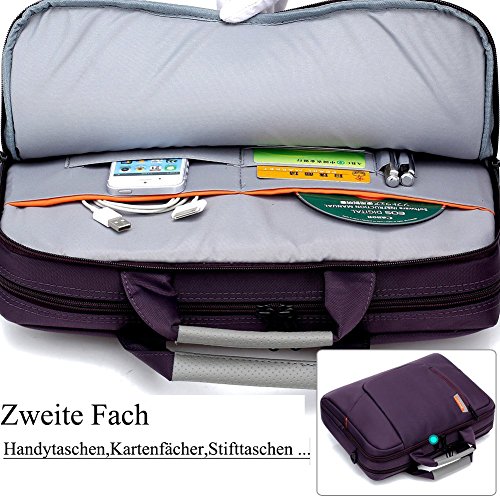 BRINCH 17,3 Zoll neue weiche Nylon stoßfest Laptop Computer Umhängetasche Messenger Bag Aktentasche mit Taschen & Griffe und abnehmbaren gepolstertem Schulterriemen für 17 – 17,3 Zoll Laptop / MacBook / Notebook / Chromebook / Tablet Computer,Violett - 3