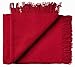 Produktbild Rote Wolldecke aus 100% neuseeländischer Schurwolle, ca 200x130cm mit Fransen, 850g