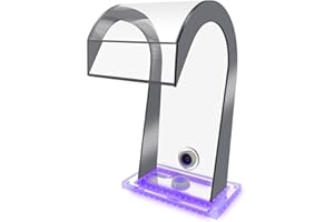 LONGRUN Piscina a Cascata, 19 x 42,5 x 25cm Fontane Cascata per Piscina Fuori Terra in Acciaio Inossidabile, con 7 Colori LED, Fontane da Giardino Esterno